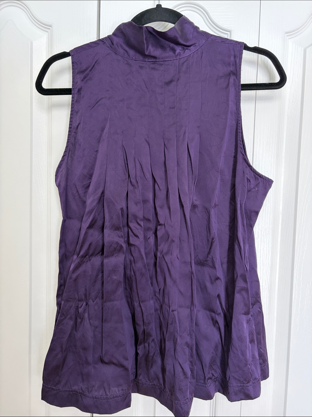 Spiegel Vintage Sleeveless Silk Tie-Neck Blouse - Purple 16 - Picture 2 of 7